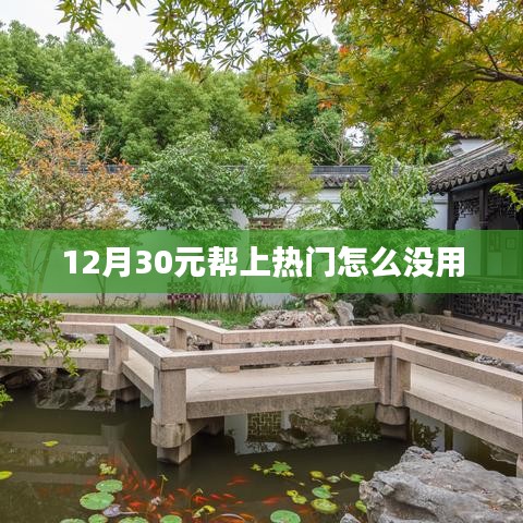 12月30元助力热门推广，为何无效？