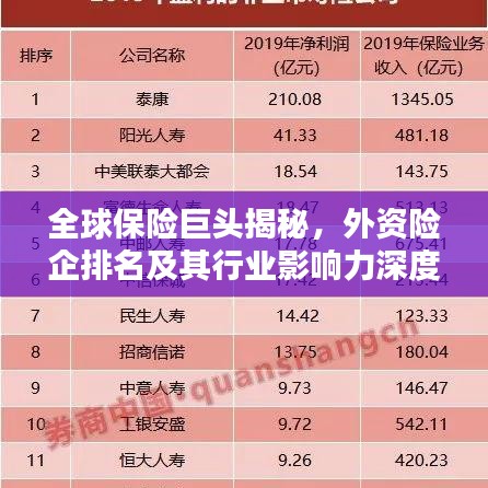 全球保险巨头揭秘，外资险企排名及其行业影响力深度解析