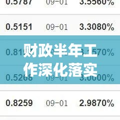 财政半年工作深化落实，推动经济持续稳定发展